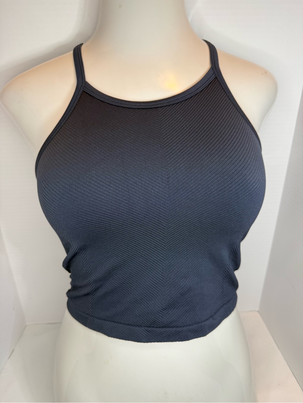 all in motion Navy Ribbed Active Top - L